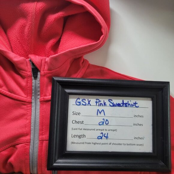 GSX Sweatshirt Full Zip Hooded Pink Thumb Holes Back Pocket Womens Medium - Picture 5 of 11